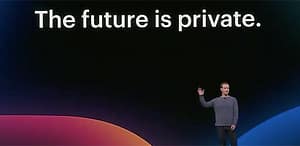 Skärm som visar texten The future is private