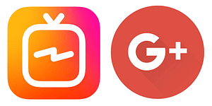 Logotyperna för IGTV och Google+