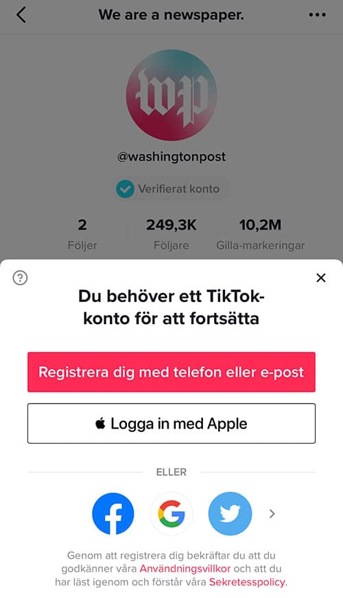 Logga in med Apple i TikTok-appen