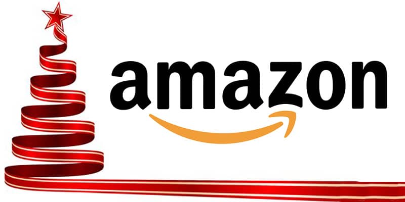 Julgran och Amazon-logotyp