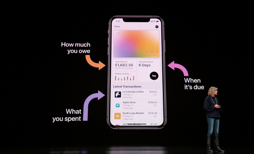 Bild från produktpresentationen av Apple Pay och Apple Card